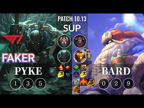 T1 Faker Pyke vs Bard Sup - KR Patch 10.13