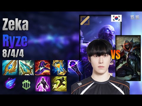 Zeka Mid Ryze vs Zed lol KR solo rank Full Game 15.16 | 제카 라이즈 vs 제드