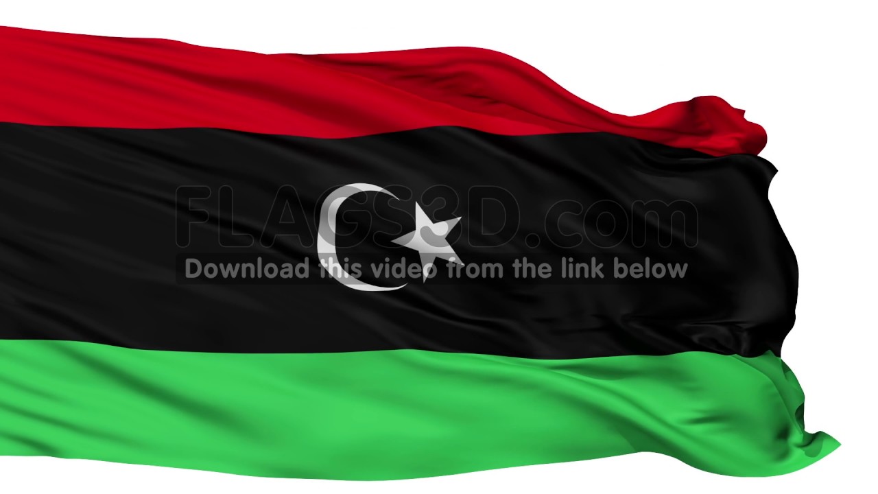 Isolated Waving National Flag of Libya
