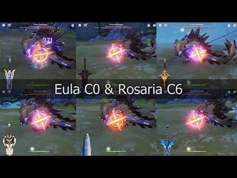 [Guide] Eula C0 & Eula C1 -  Rosaria C6 Weapons Comparison Genshin Impact