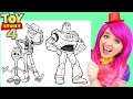 Coloring Toy Story 4 Woody Forky Buzz Bo Peep Markers