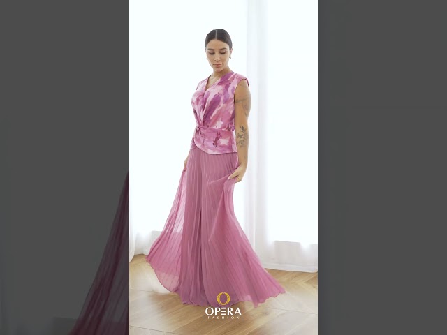 أفرول طويل استرتش زهري مكسر من الاسفل