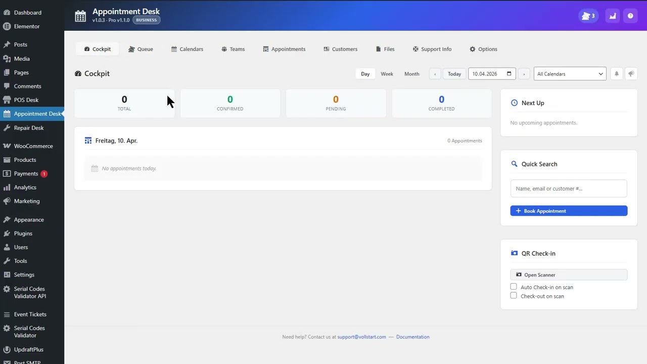 Walk-In Queue System for WordPress - No Appointment Needed - Vollstart Appointment Desk Tour
