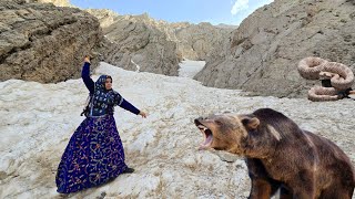Download lagu ❄️ 🕊️🌈 A mysterious colorful bird in the mountains: Kulthum in danger from bears and snakes 🐻🐍 mp3