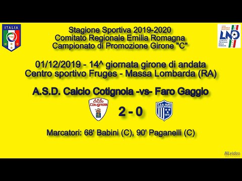 01/12/19 – Promoz. ER "C" – 14^ and. – Cotignola-Faro Gaggio 2-0 SINTESI