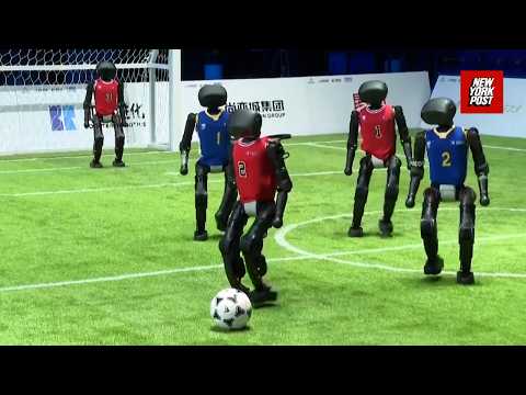 Humanoid robots face-off ahead of China's first-ever 3-on-3 AI football match