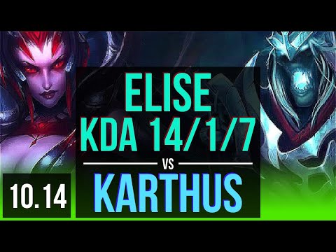 ELISE vs KARTHUS (JUNGLE) | KDA 14/1/7, Legendary | KR Grandmaster | v10.14