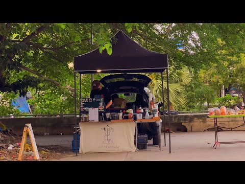 ASMR Cafe Vlog Mini Coffee Shop Man Selling Coffee On Street Pop Up Stand Slow Bar | Tasty Inside