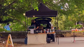 ASMR Cafe Vlog Mini Coffee Shop Man Selling Coffee On Street Pop Up Stand Slow Bar | Tasty Inside