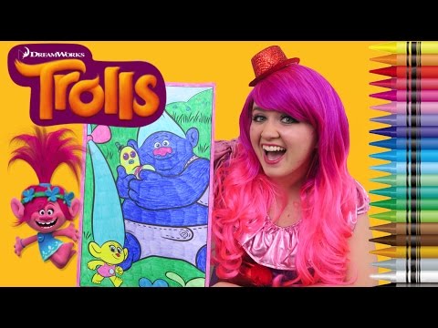 Coloring Trolls Smidge & Biggie GIANT Coloring Book Page Crayola Crayons | KiMMi THE CLOWN Video