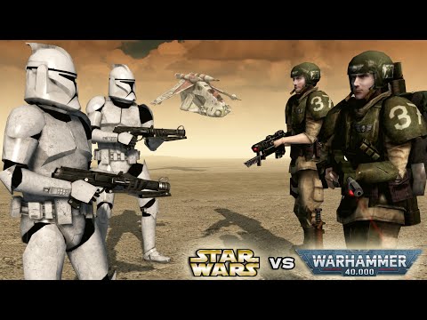 STAR WARS vs WARHAMMER 40K: Clone Troopers vs Imperial Guard [4K, Cinematic]
