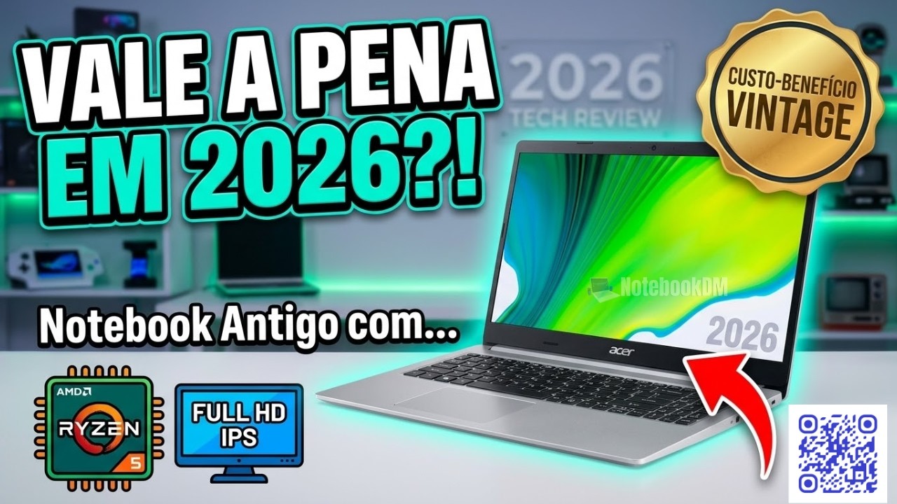 Miniatura da avaliação em vídeo de Notebook Acer Aspire 5 A515-45-R5AT AMD Ryzen 5 5500U 8GB RAM 256GB SSD