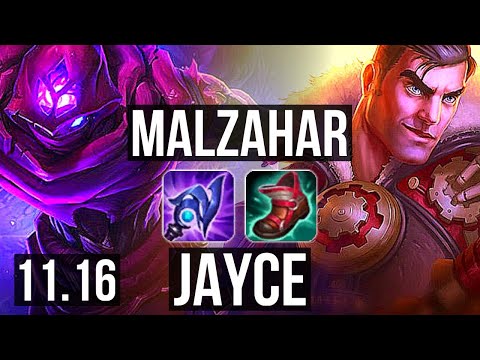MALZAHAR vs JAYCE (TOP) | 2.0M mastery, 1500+ games, 2/0/3, Rank 9 Malz | KR Master | v11.16