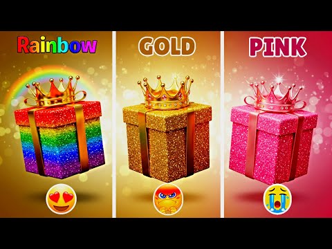 Wähle deine Geschenkbox 🎁 3-Geschenkbox-Challenge – Regenbogen vs. Gold vs. Rosa | 2 Gute, 1 Schl...