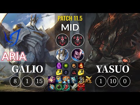 CGA Aria Galio vs Yasuo Mid - KR Patch 11.5