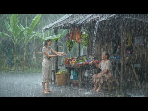 SCARY !! 🌧️⚡ Extreme Thunderstorms and Heavy Rain in Red Soil Village | ASMR Rain Village