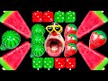ASMR MUKBANG Red Green Dessert Watermelon Jelly Strawberry Jelly Watermelon Ice Eating Show