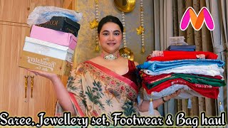 Myntra wedding/Festival wear Saree, Jewellery set, Footwear, Clutch & Bag haul @PoojaRikichoyal