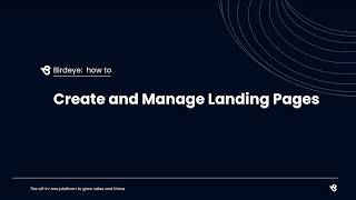 Create and Manage Landing Pages