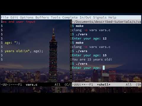 Variables and User Input in C, an Emacspeak Tutorial (accessible coding tutorial w/ screen reader)