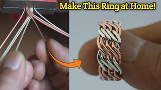 Silver & Copper Woven Ring – Handmade Dual Tone Design ✨ | Full Tutorial 🎥