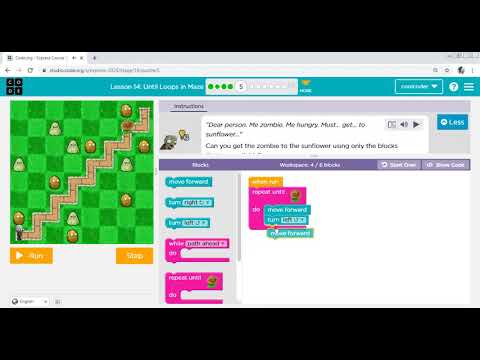 Lesson 14 Until loop in maze of CS Fundamental Express Course,code.org