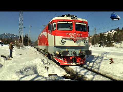 Delfinul 477-703-9 & Mecanic Super Engineer in Zăpadă/Snow in Gara Predeal Station  - 27 March 2021