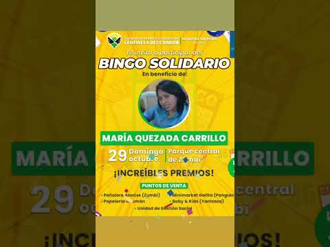 #bingo solidario Zamora chinchipe cantón centinela del condor