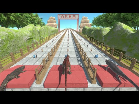 T-Rex vs Purussaurus vs Mosasaurus |Triple Deathrun! Who's strongest? Animal Revolt Battle Simulator