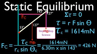 Physics, Torque (10 of 13) Static Equilibrium, Hanging Sign at an Angle No. 4
