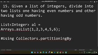 Download the video "Java Stream Trick: Split List into Even & Odd Numbers #streamapi #java8 #interview #collectors"