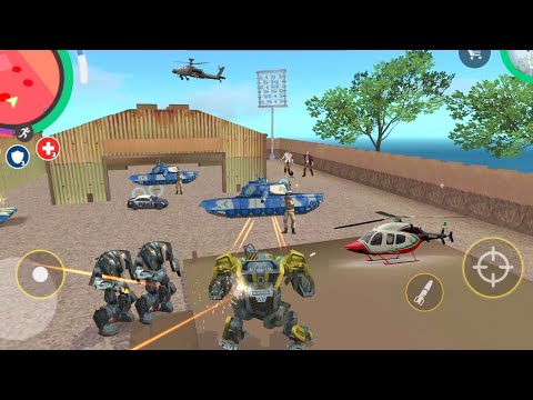 Rope Hero: Vice Town(Assault Machine Fight 3X Car Robot)Car Robot in Army Base - Android Gameplay HD