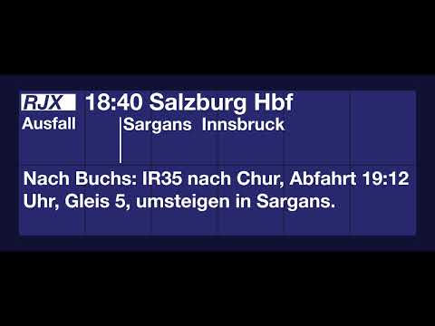 SBB TTS Ausfallmeldung zum RailJetExpress nach Salzburg