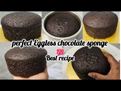 Eggless chocolate sponge cake 🍰 without oven in Telugu | 1/2 kg chocolate pastry base