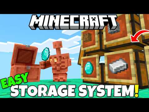 Minecraft: EASY Copper Golem SORTING SYSTEM Tutorial! (5 Designs) Minecraft Bedrock & Java!