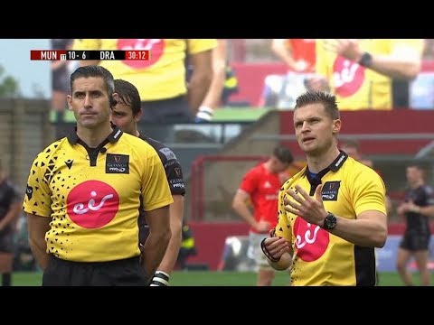 Referee and TMO work together for 2 yellow card decisions. [Munster vs Dragons '19]
