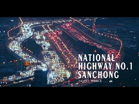 [4K] 2022/12/24 🇹🇼Rodovia Nacional No.1 - Sanchong | Hora de fundo do triplo estágio da via expressa de Zhongshan