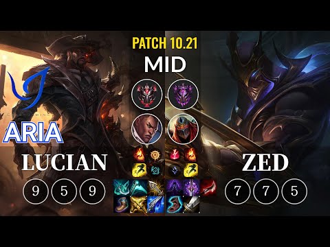 CGA Aria Lucian vs Zed Mid - KR Patch 10.21