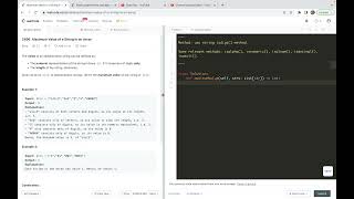 YouTube video 'leetcode 2496. Maximum Value of a String in an Array - string method isdigit() or so'