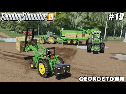 Baling straw, how to profitably sell straw bales | Georgetown | Farming simulator 19 | Timelapse #19