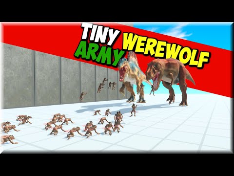 Attack on Army of Tiny Werewolf beside Wobbly Sky Arena - Animal Revolt Battle Simulator
