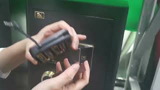 HOW TO USE EXTERNAL BATTERY BOX TO OPEN THE SAFE----58JJH