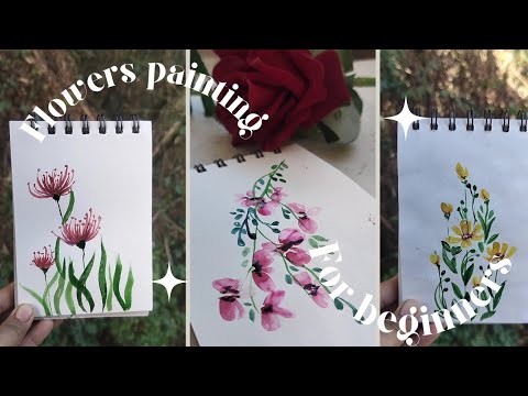 Flower painting 🌸🎨🖌️For beginners 🥰#flowers #painting #art #drawing #flowerart #youtube