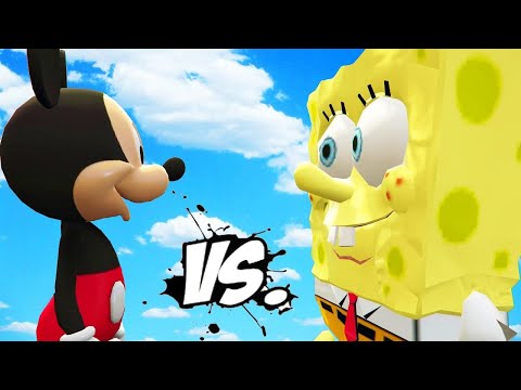 SPONGEBOB VS MICKEY MOUSE - GREAT BATTLE  #TeamSuper