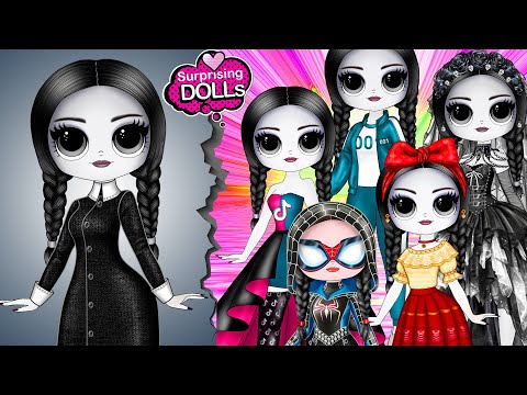 Wednesday Addams Best Clothes Switch Up & Transformations  - DIY Paper Dolls & Crafts