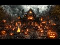 Haunted Halloween Ambience Glowing Pumpkins Fire Crackle Spooky Forest Sounds