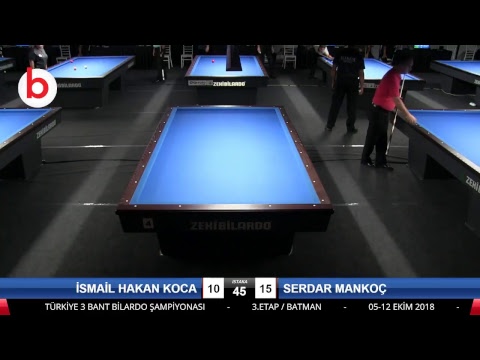 İSMAİL HAKAN KOCA & SERDAR MANKOÇ Bilardo Maçı - 2018 ERKEKLER 3.ETAP-1.TUR