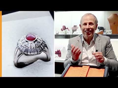 1.10ct Ruby and 1.18ct Diamond, Platinum Ring - Antique Circa 1935