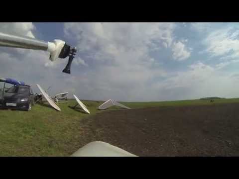 Hangglider landing. Dust devil
