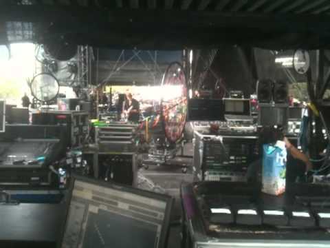 Coldplay set up at ACL from side of stage.
